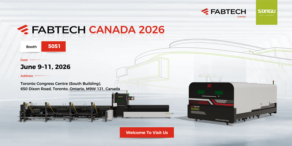 Songu Laser will attend FABTECH Canada 2026 with the fiber laser cutting machine SPACE SAVER PRO.